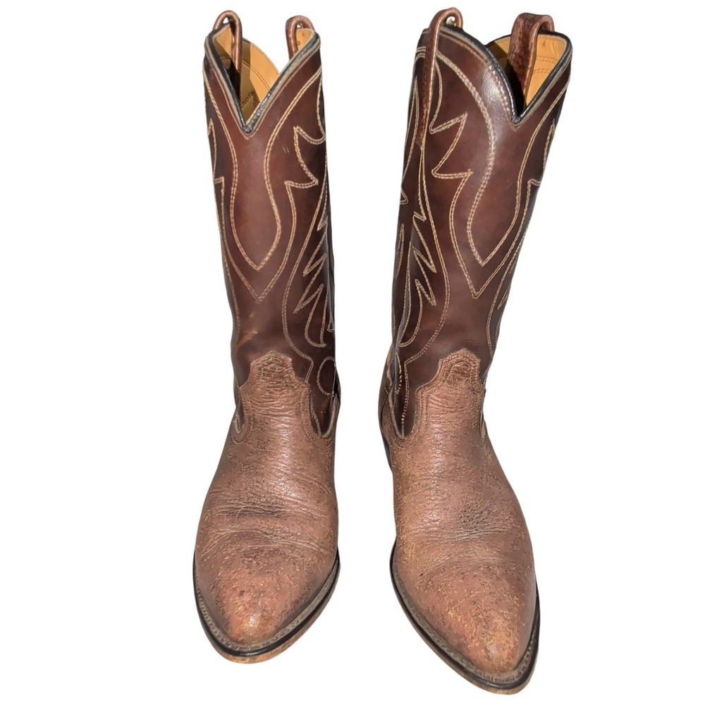 Vintage Mens Brown Leather Western Cowboy Boots Made in USA 9 D 790 31728